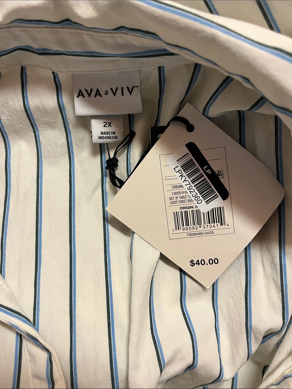 Striped Smocked Waist Shirt Dress in white blue+black stripes - Picture 3 of 3